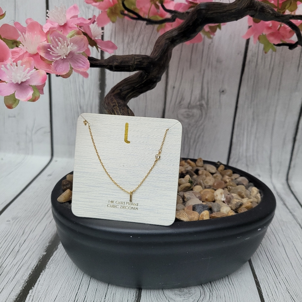 Francesca's Cubic Zirconia "L" Gold Minimalist Necklace